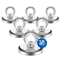 Strong Neodymium Fishing Magnets 6 Pack, 100 lbs45KG Pulling Force Rare Earth…