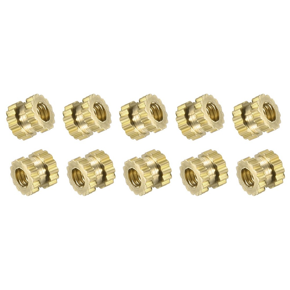 M2 x 0.4mm Female Brass Knurled Threaded Insert Embedment Nuts 100PCS