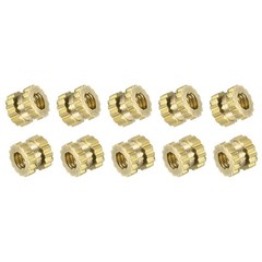 M2 x 0.4mm Female Brass Knurled Threaded Insert Embedment Nuts 100PCS