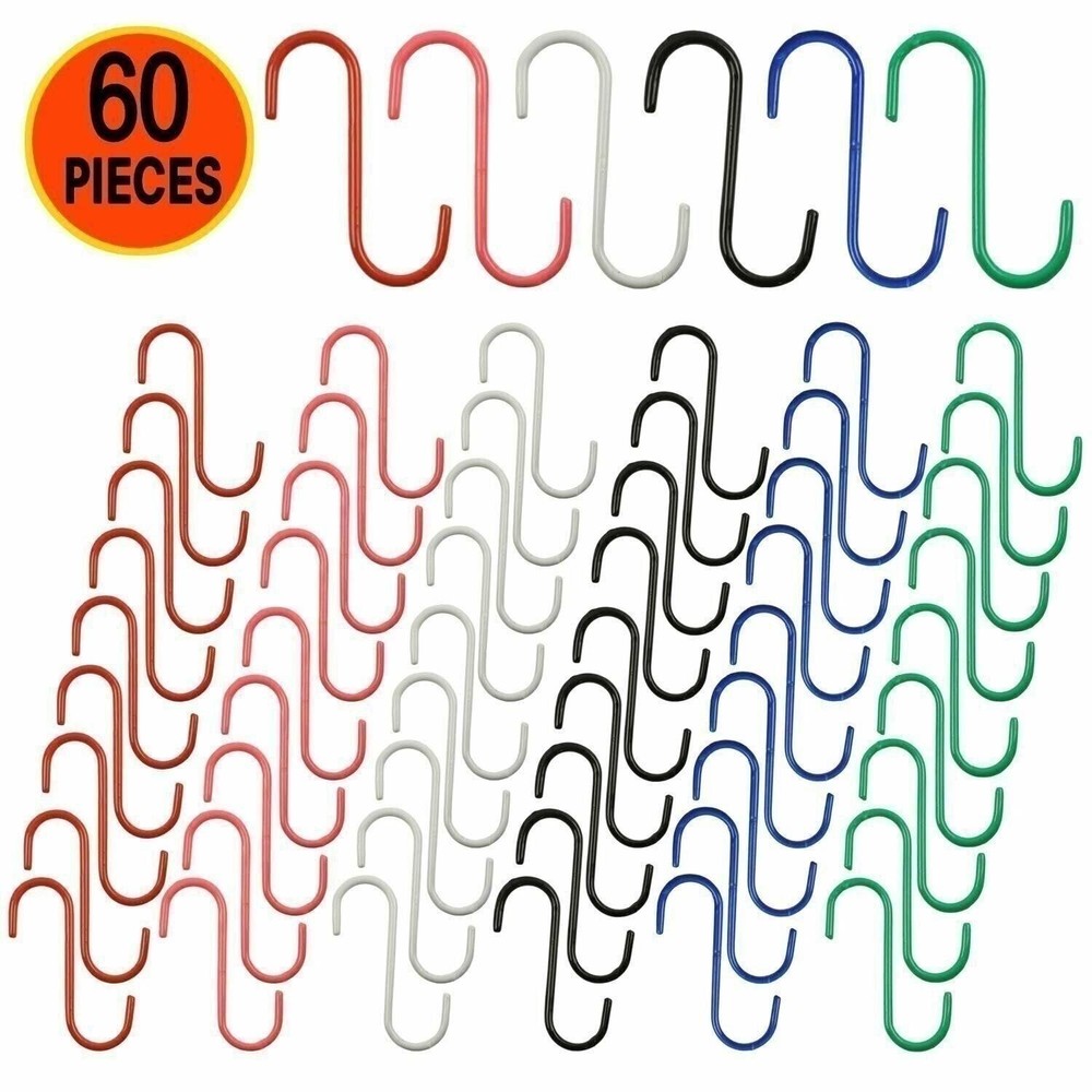 Wellmax S Hooks for Hanging, Heavy Duty S Shaped Hooks, Colored Metal S Hook…