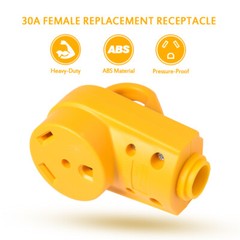 RV 30A Receptacle Female Plug Electrical Plug Replacement Cord Grip Handle 125V
