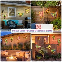 2 Pack Metal Dragonfly Outdoor Wall Decor with 30 Led Solar Lights- 13.9″ Out…