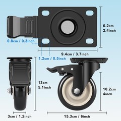 UBZOPWA 4 Inch Caster Wheels, Set of 4 Heavy 2.8 x 17.7 x 5.9 inches, Black