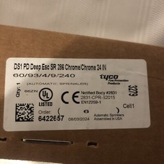 TYCO DS1 PD Flush Esc QR 155 White/white 24” inch Automatic Sprinkler Head.