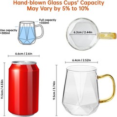 LOOFORE 2-Pack 12oz Glass Coffee Mugs w/Handle & Spoon, Hot/Cold