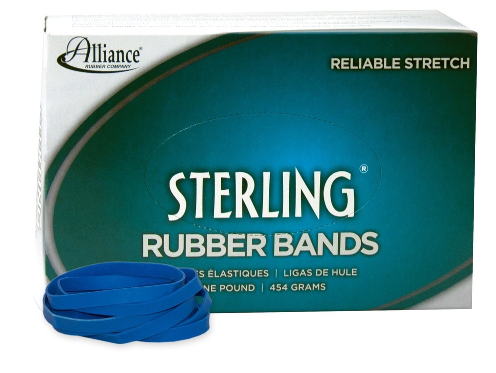 Size #64 Rubber Bands, 1 lb Box – Approx. 425 Blue Bands (3.5 x 0.25 Inches)