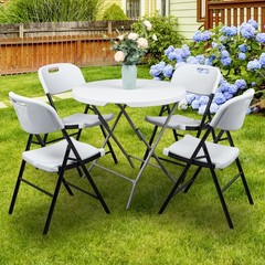 4-8 PCS Commercial Contoured Folding Chairs Set Steel Frame Plastic Seat White