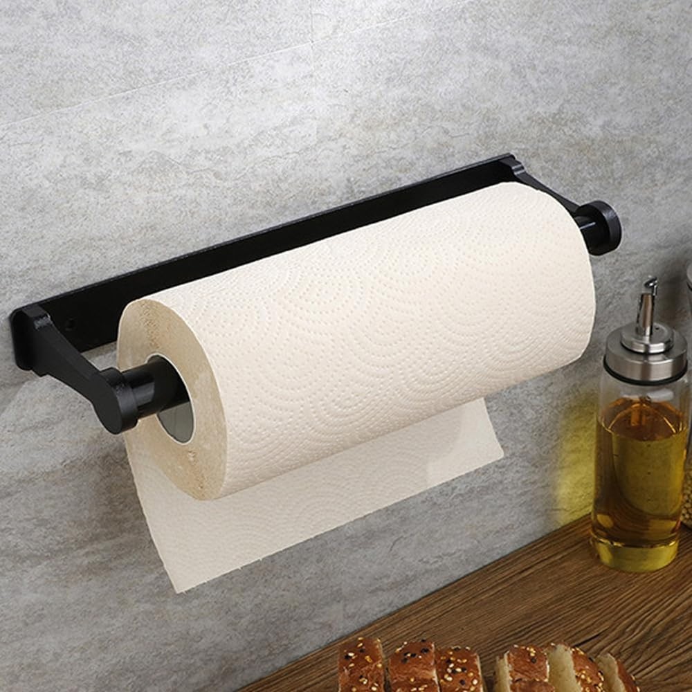 Paper Towel Holder – Self-Adhesive or Drilling, Black, Wall Mounted, Kitchen …
