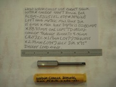 NEW WIDIA USA SOLID CARBIDE SHAFT L.H. BORING BAR FCBM-531251 5L MIN. BORE 6MM