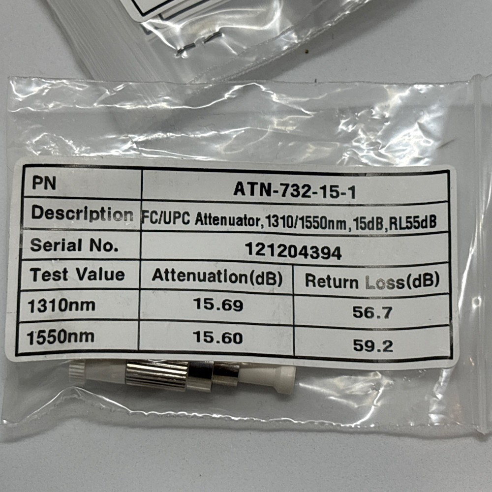 LOT of 23x Thorlabs ATN-732-15-1 FC/UPC Fiber Optic Attenuator 15dB – BULK DEAL!