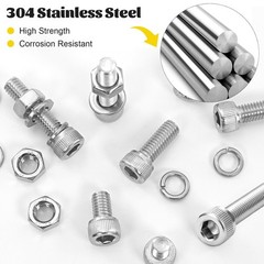 490 pcs M4 Screws & Bolt Assortment Kit – 304 Stainless Steel for DIY Projects