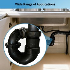 Lesso ABS Adjustable P Trap1 1/2 Inch for RV Drain Bathroom 1-1/2 Inch, Black