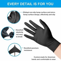 Disposable Black Nitrile Gloves 4 Mil Powder Free Latex Free 20 50 100PCS