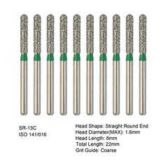 Dental Diamond Bur FG Round End Cylinder Coarse High Speed SR-13C SR-11SC SR-14C