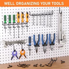 176PCS Extra Thick Pegboard Hooks, 1/4″ Heavy Duty Black Metal Peg Board Hook…