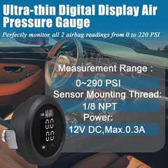 52mm Dual Digital Air Pressure Gauge 0-220 PSI 2 1/8NPT Sensors Kit