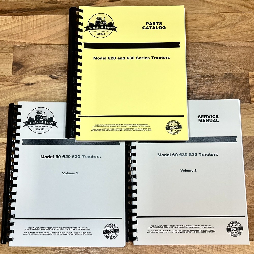 Service Manual Parts Catalog Set for John Deere 620 630 Series Tractors Repair