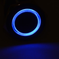 19mm Stainless Steel Latching Push Button Switch (Black with Blue LED)