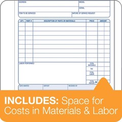 Adams Repair Order Book, 3-Part 50 Count (Pack of 1), White/White/White