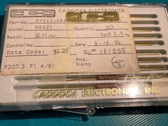 CADDOCK RESISTOR 511 Ohm 1% Gold Plated (10 Pcs In Box)vintage