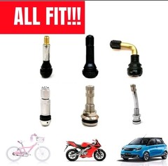 SS Black Metal Tire Valve Stem Cap Covers Air Valve 5 Cap Set Leak-Proof