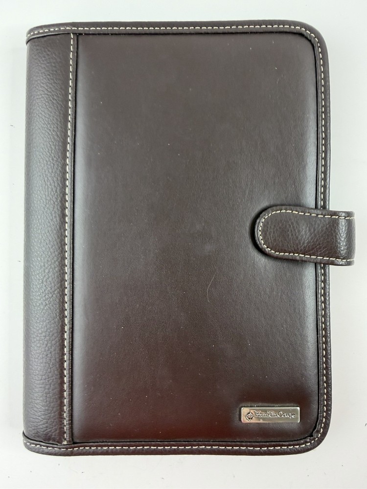 Franklin Covey Dark Brown Faux Leather Organizer Planner Binder 9″x7″ Magnetic