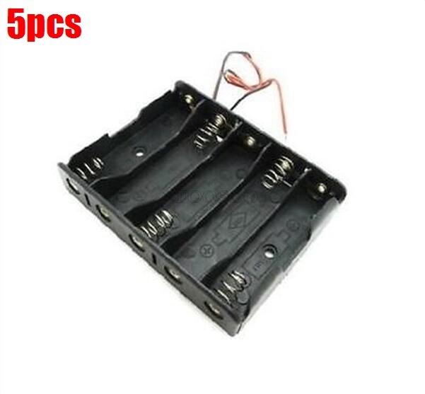5Pcs Plastic Battery Storage Case Box Holder 5 X Aa 5Xaa 2A 7.5V Wire Lead uf