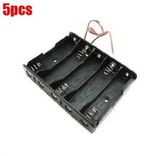 5Pcs Plastic Battery Storage Case Box Holder 5 X Aa 5Xaa 2A 7.5V Wire Lead uf