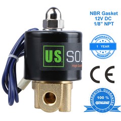 U. S. Solid 1/8″ 12V DC Brass Electric Solenoid Valve Normally Closed NBR