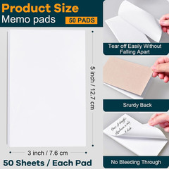 50 Pack Note Pads 3X5 In, Small Notepad Writing Pads, 50 Sheets per Memo Scratch