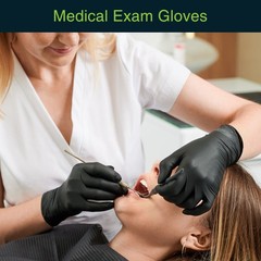 Black Vinyl Disposable Gloves Large 50 Pack – Latex Free, Powder Free Medical…