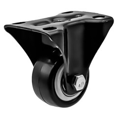 4 Pack Combo 1.5″ Inch All Black PU Caster Wheels (2 With Brake & 2 Rigid Fixed)