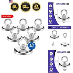 Strong Neodymium Fishing Magnets 6 Pack, 100 lbs45KG Pulling Force Rare Earth…