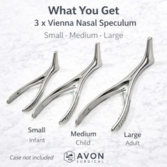 3 Pack Nasal Speculum Small + Medium + Large – ENT Examination Instrument