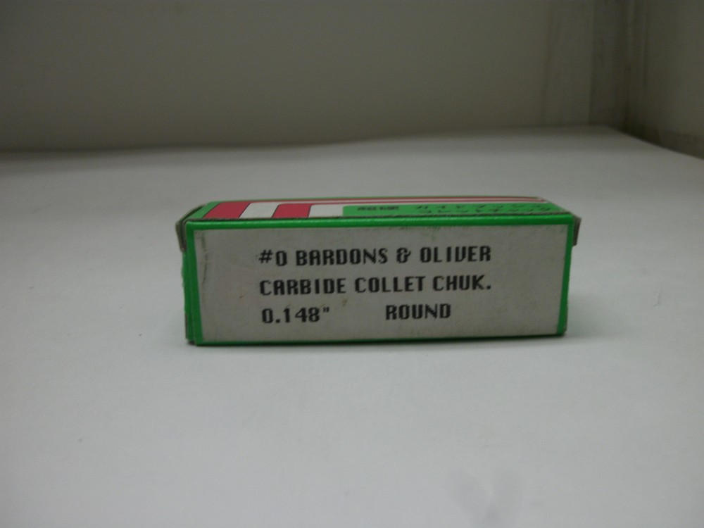BARDONS & OLIVER # 0 SIZE 0.148″ CARBIDE COLLECT CHUK ROUND NEW IN BOX