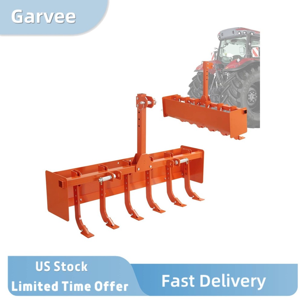 Tractor Land Grading Attachment Box Blade for Tractor 55″, 3 Point Hitch Box Scr