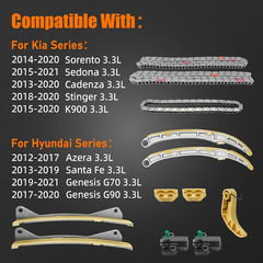 24321-3L100 Timing Chain Kit (12PCS) Kia Sorento Hyundai Santa Fe 3.3L 13-20 80