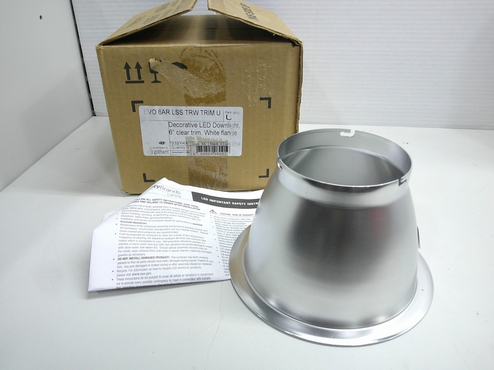 Lithonia LED Downlight 6″ Clear Semi-Specular White Flange Trim EVO 6AR LSS TRW