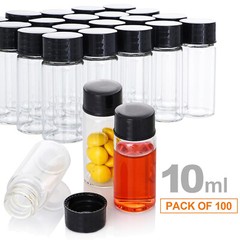Set of 100 4ml/10ml Glass Vials with Screw Caps Clear Liquid Sample Vial Bottle