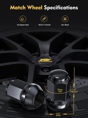 Black Closed End Lug Nuts M12X1.5 for Fusion, Focus, Escape – 20 Pcs Set