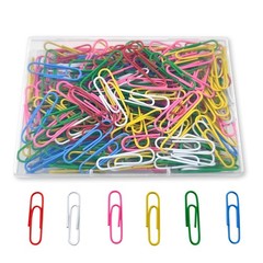 Paper Clips, 200 Medium 1.3 inch, Red, Green, Yellow, Blue, White, and Pink