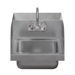 Stainless Steel Hand Sink 15 in x 15 in with Side Splashes and Gooseneck Faucet