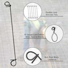2000pcs 6″ Double Loop Rebar Wire Bar Ties, 16 Gauge Steel Ties for Concrete Wor