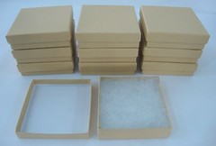 10 New 3.5″ x 3.5″ x 1″ Jewelry Gift Boxes Cotton Filled Kraft Store Supplies