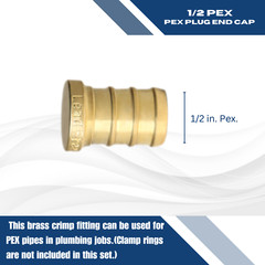 25 PIECES 1/2″” PEX PLUG (END CAP) – BRASS CRIMP FITTINGS (LEAD-FREE)