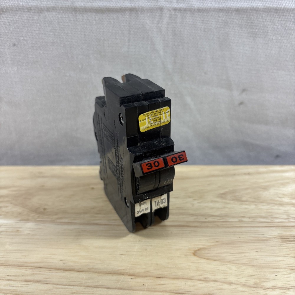 FPE Federal Pacific 30 Amp 2 Pole NC230 Stab-Lok Breaker Mini THIN NC red handle