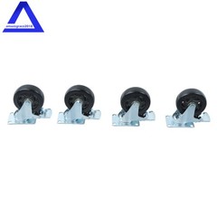 4Pcs Heavy Duty Polyurethane Black Casters 4-Inch 360 Rotation WIth Brake Caster