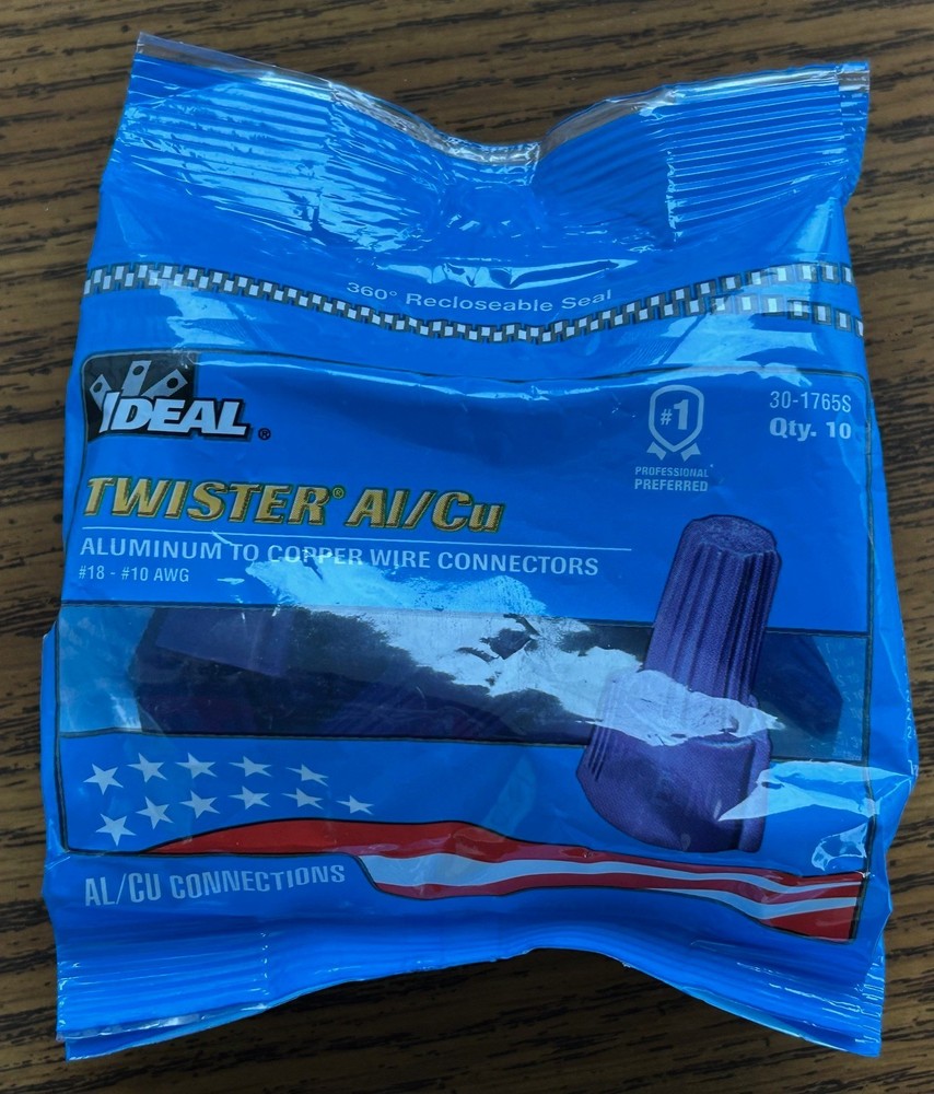 (10 PACK) Ideal Twister Al/Cu Wire Connectors AluminumCopper Purple 30-1765S