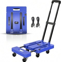 Folding Hand Truck 500LB Utility Cart 6 Wheel Platform Dolly with Ropes