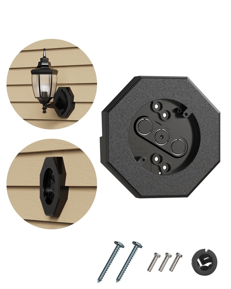 Siding Mounting Block, 8141 Black Outdoor Light Mounting Kit with Built-in El…